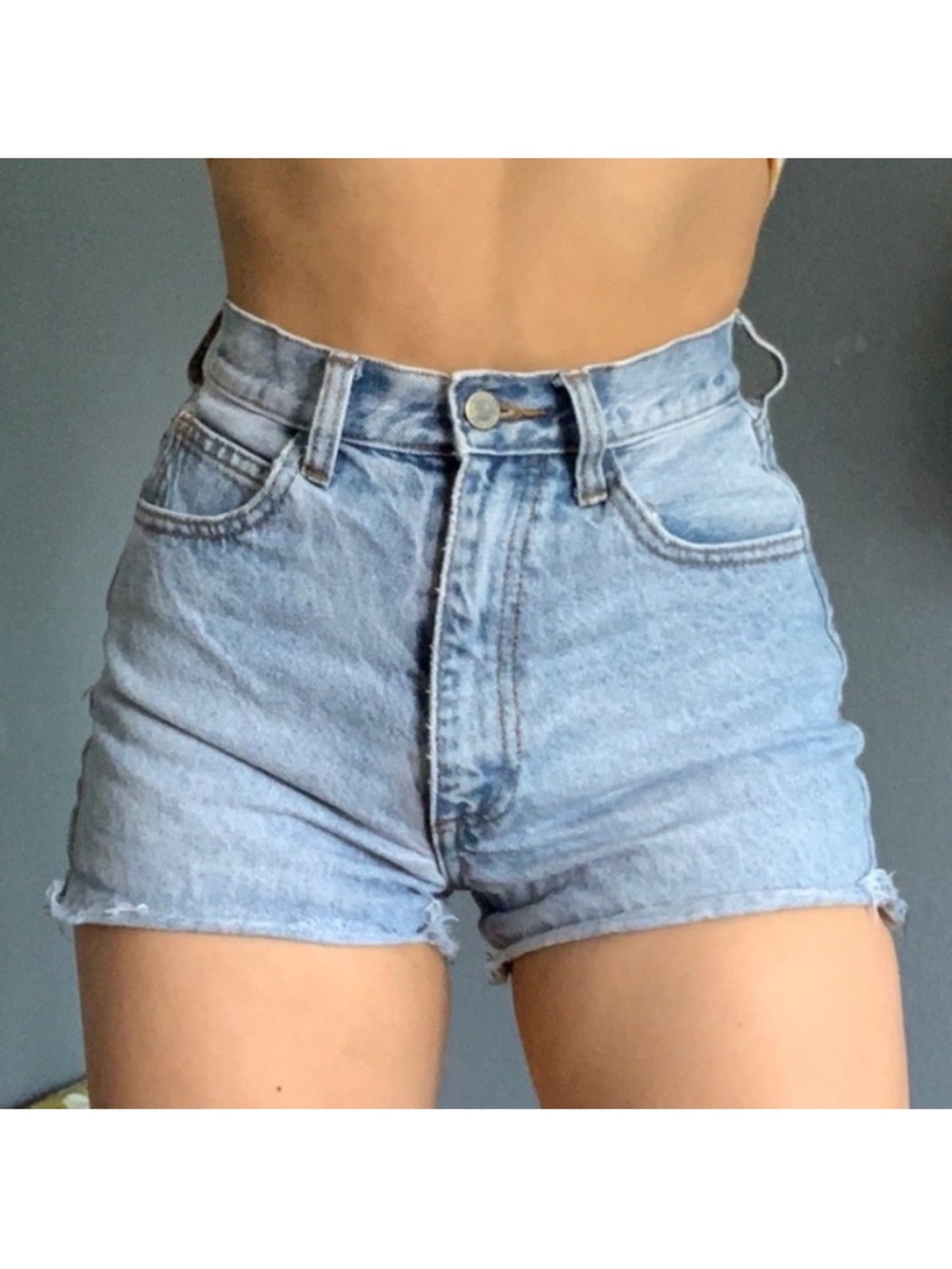 Brandy Melville High Waisted Light Wash Cutoff Jean Shorts Medium